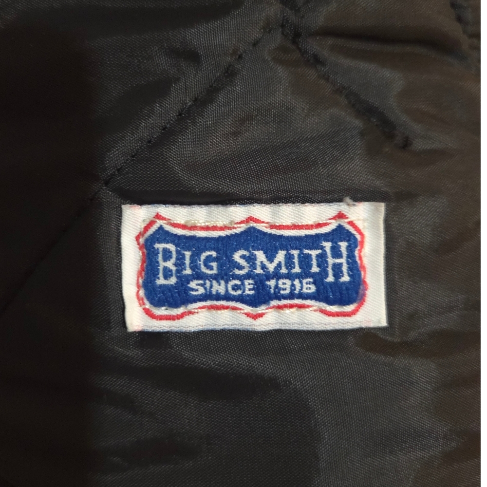 Big Smith - Vintage Men's Black Diamond Quilt Varsity Collar Work Vest - Picture 4 of 10